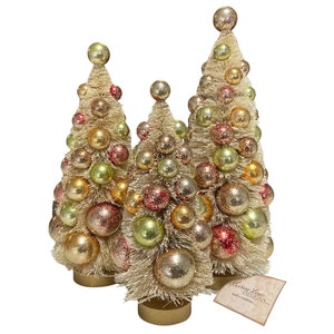 Bethany Lowe Fall Polka Dot Bottle Brush Trees - Set of 3