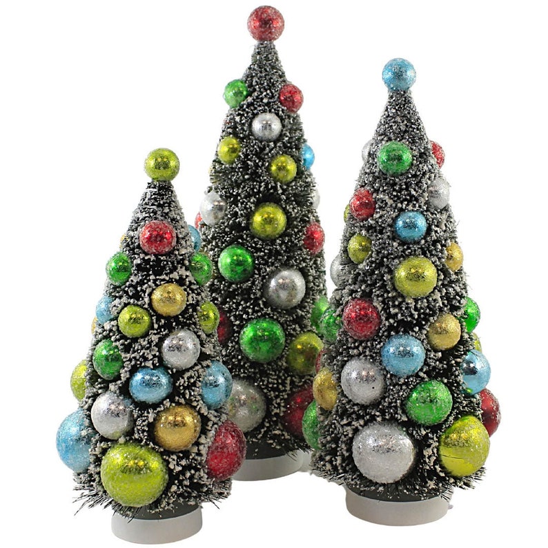 Bethany Lowe Merry & Bright Bottle Brush Trees Set of 3 Etsy