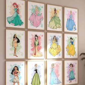 Princess Nursery Wall Art – Fairy Tale Girls Room Decor, 12 Prints (Printed or Framed)