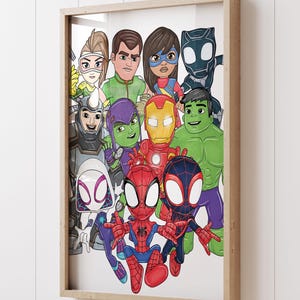 Spidey and Friends Digital Wall Art – 1 Portrait Print - Printable Superhero Poster for Kids Bedroom or Playroom