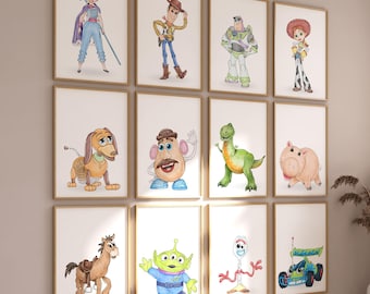 Toy-Inspired Nursery Prints: Set of 14 Watercolor Style Kids Room Decor (Digital Download)