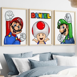 Personalisierte Name Wand Kunst - Abenteuer Spiel Freunde Digitaldrucke, 3er-Set für Kinderzimmer oder Kinderzimmer, Sofort Download