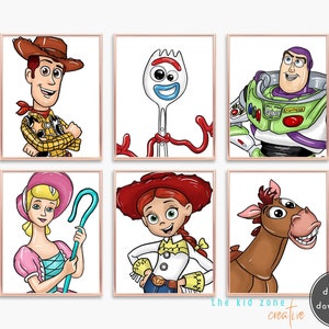 Digital Toy-Inspired Character Prints – Set 1 of 6 Printable Wall Art Posters for Nursery, Playroom, or Kids Room Decor