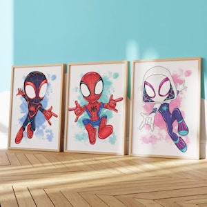 Superhero Nursery Wall Art Prints – Web Hero Spidey Decor, Set of 3 (Digital Download)