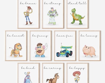 Set of 14 Toy Story Digital Prints, Nursery Wall Decor, Kids Affirmations, Be Kind, Be Brave, Dream Big, Stand Tall, Bedroom Decor