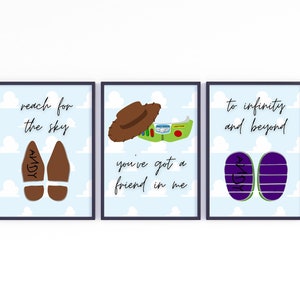 Toy Story Wall Art With Iconic Quotes, Set of 3 Nursery Prints, Kids Room Decor, To Infinity and Beyond, You've Got a Friend in Me, Playroom