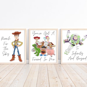 Digital Toy-Inspired Quote Prints – Set of 3 with 2 Background Options included, Nursery or Playroom Wall Art, Instant Download
