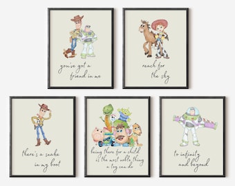 Toy-Inspired Quote Prints: Set of 5 Playroom Nursery Wall Art (Digital Download)