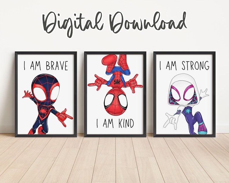Superhero Affirmation Prints – Set of 3 Positive Quotes for Kids Room ...