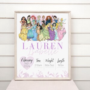 Princess Birth Stats Poster: Set of Custom Baby Name Prints (Digital Download) image 5