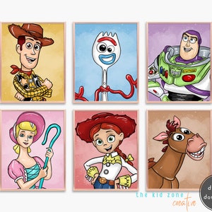 Digital Toy-Inspired Wall Art – Set 1 of 6 Bright & Colorful Prints for Nursery, Playroom, or Kids Room Decor