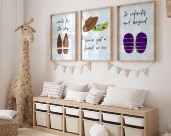 Toy-Themed Nursery Prints – Set of 3 Positive Quote Wall Art, Printed or Framed