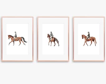 Watercolor Horse Prints: Set of 3 Vintage Equestrian Art (Digital Download)