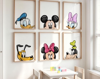 Mickey & Friends Nursery Prints: Set of 6 Playroom Wall Art (Digital Download)