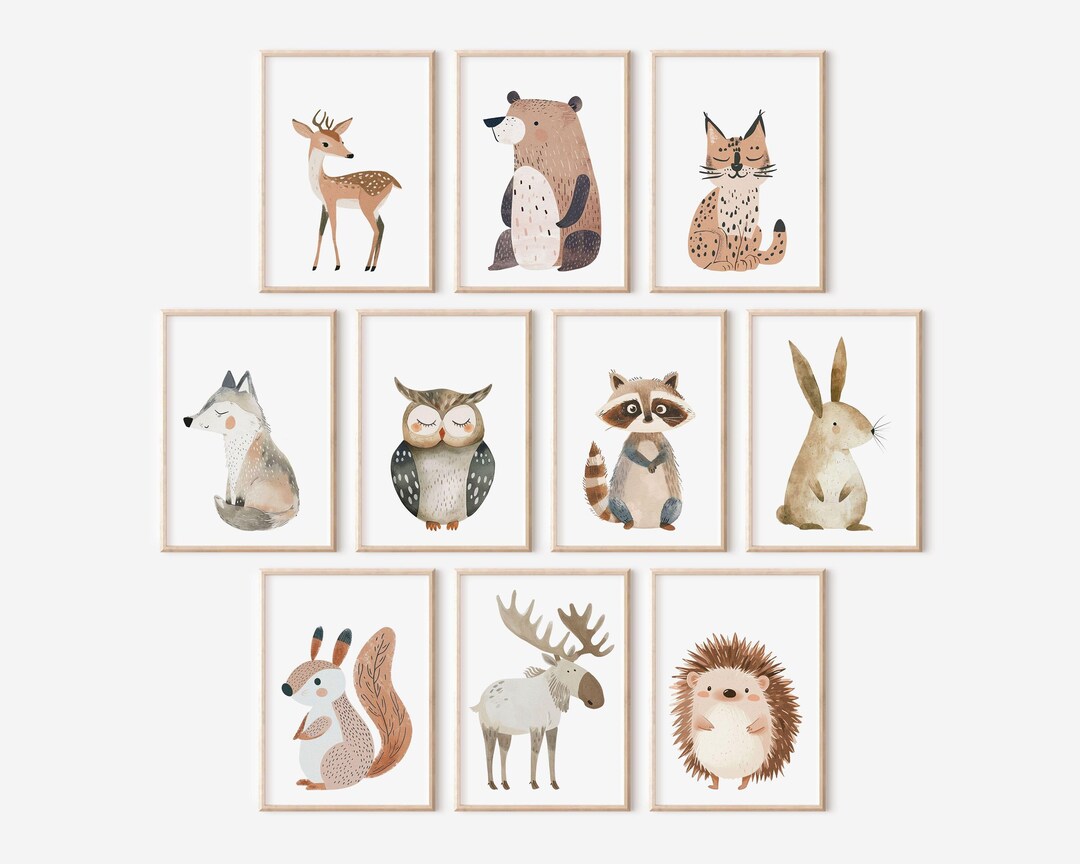 Woodland Animal Nursery Prints – Set of 10, Forest Friends Wall Art ...