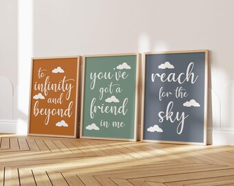 Toy-Inspired Silhouette Quote Prints – Set of 3 Nursery Wall Art