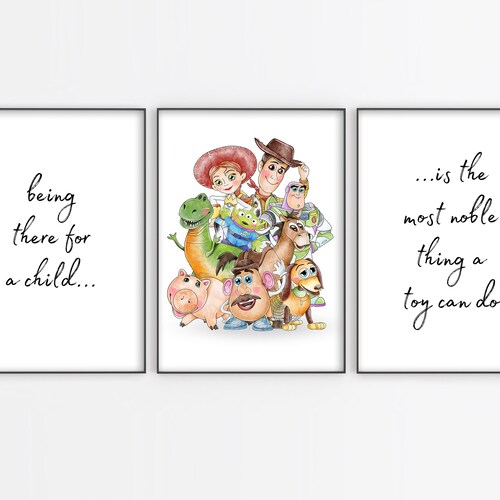 Toy Story Wall Art Set of 3 Prints Nursery Wall Decor Etsy