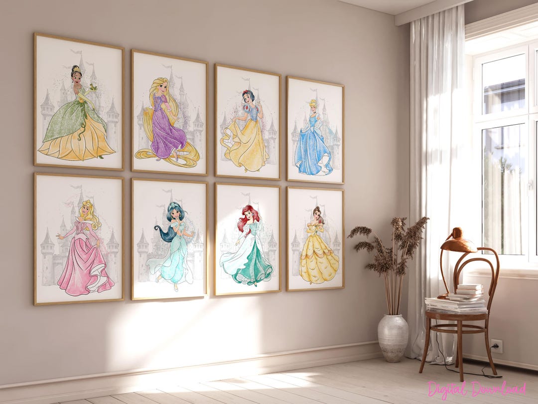 Princess Castle Wall Art – Set of 8, Fairy Tale Nursery Prints, Printed ...