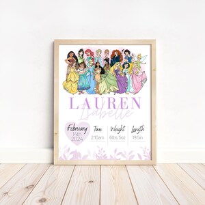 Princess Birth Stats Poster: Set of Custom Baby Name Prints (Digital Download) image 10