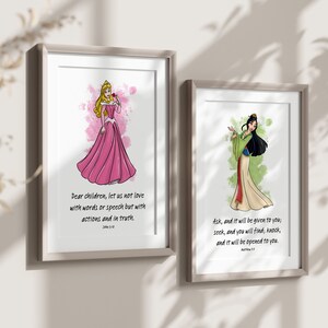 Princesses With Bible Verses (set 1), Set of 8 DIGITAL Nursery Prints ...
