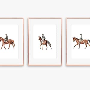 Digital Watercolor Equestrian Wall Art – Set of 3 Vintage Horse Prints, Printable Farmhouse Decor, Kids Room or Gallery Wall Art