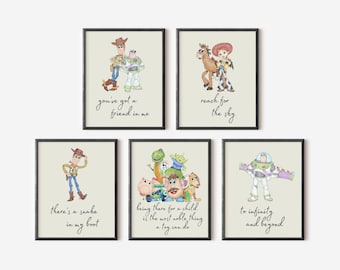 Toy-Inspired Quote Prints – Set of 5 Nursery Wall Art, Printed or Framed