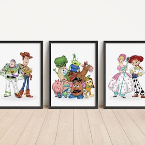 Art mural numérique inspiré des jouets - Lot de 3 impressions imprimables pour décoration de chambre d'enfant, de chambre d'enfant ou de salle de jeux