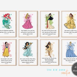 Princesses With Bible Verses set 1, Set of 8 DIGITAL Nursery Prints ...
