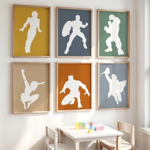 Superhero Silhouette Prints: Set of 8 Boys Room Posters (Digital Download) image 5