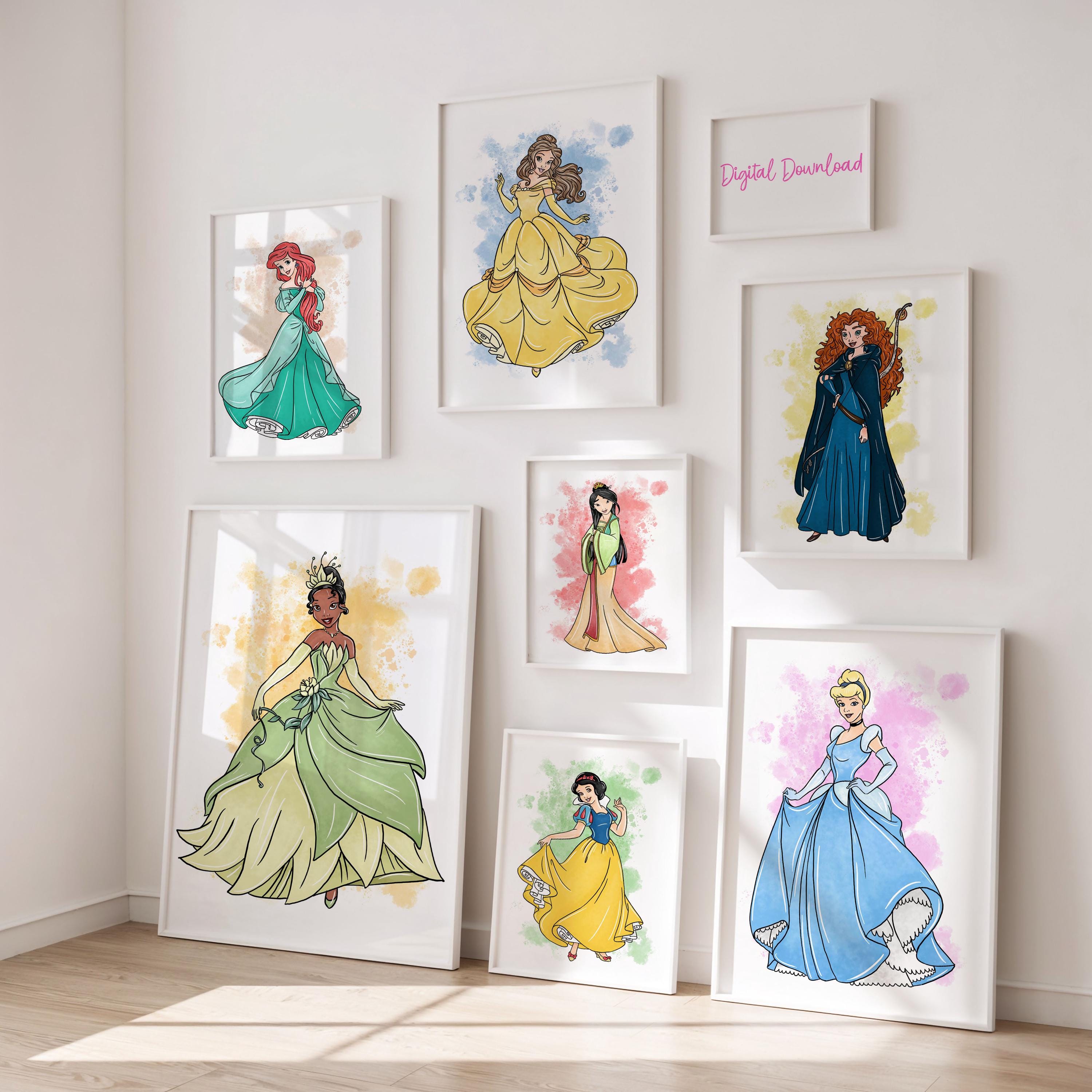 Digital Princess Wall Art – Set of 16 Printable Nursery Prints, Fairy Tale-Inspired Girls Room Decor, Instant Download