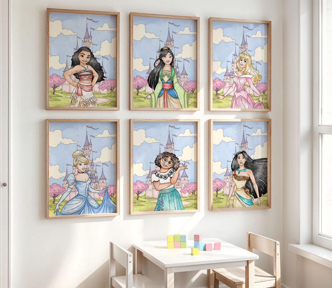 Princess Wall Art Set of 15, Fairytale Castle Decor, Printed or Framed ...