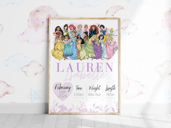 Princess Birth Stats Poster: Set of Custom Baby Name Prints (Digital Download)
