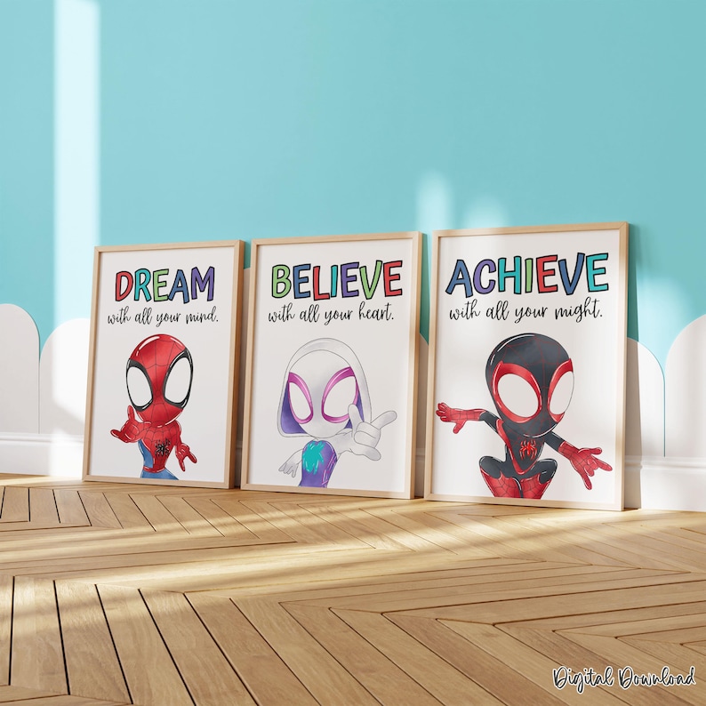 Superhero Affirmation Prints: Set of 3 Kids Room Posters (digital ...