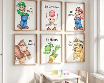 Video Game Heroes Affirmation Wall Art, Set of 6 Prints, Digital Download