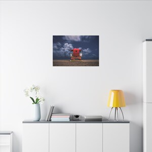 Canvas Print, Miami Lifeguard House Seascape Art, Beach Cabin Photo, Miami Beach Icon, Florida Beauty, Wall Decor Poster