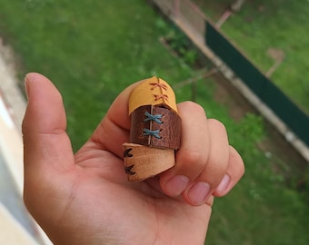 Rustic Leather Ring Set: Handmade Adjustable Bands, Minimalist Jewelry