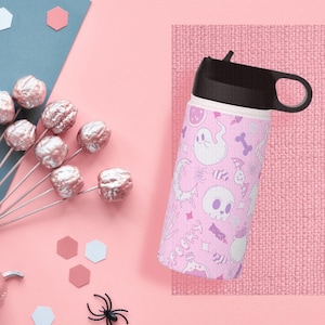 Spooky Babe Stainless Steel Water Bottle, Halloween Water Bottle, Kawaii Water Bottle, Pastel Goth, Creepy Cute, Matte Water Bottle