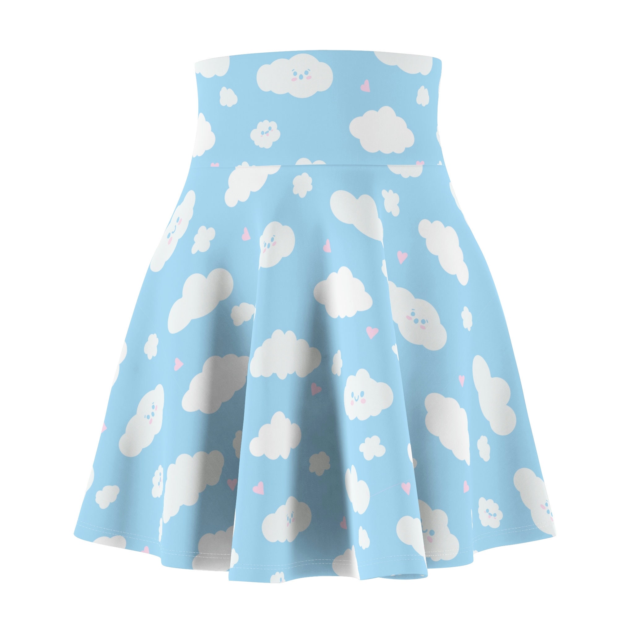 Kawaii Clouds Women's Skater Skirt, Kawaii Skirt, Pastel Skater Skirt