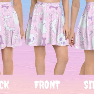 Pastel Halloween Womens Skater Skirt (Smaller Waist Band & Extended Sizes), Pastel Goth Skirt, Spooky Kawaii Skirt, Plus Size Goth