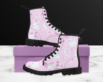 Spooky Babe Women's Canvas Boots, Gothic Boots, Goth Shoes, Pastel Goth  Clothing, Pastel Halloween, Creepy Cute Shoes, Menhera, Egirl