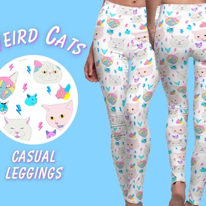 Weirdcore Kawaii Leggings Cat Leggings Plus Size Leggings Possum Pastel Goth Clothing Fairy Kei Mori Kei Yami Kawaii Cat Themed Gifts