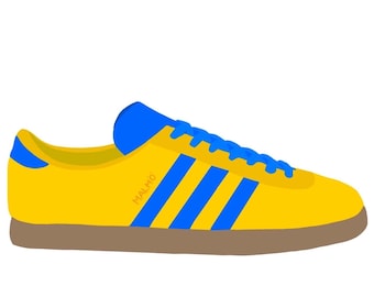 Adidas Malmo Digital Art A4 A3 Impressão Ilustração Cor Vintage Mínimo