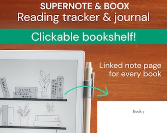 Supernote and Boox Reading Tracker / Journal - Clickable Digital Bookshelf (PDF)