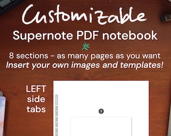 Supernote EDITABLE PDF Notebook - Left Side Tabs