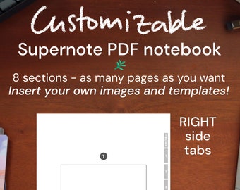 Supernote EDITABLE PDF Notebook - Right Side Tabs