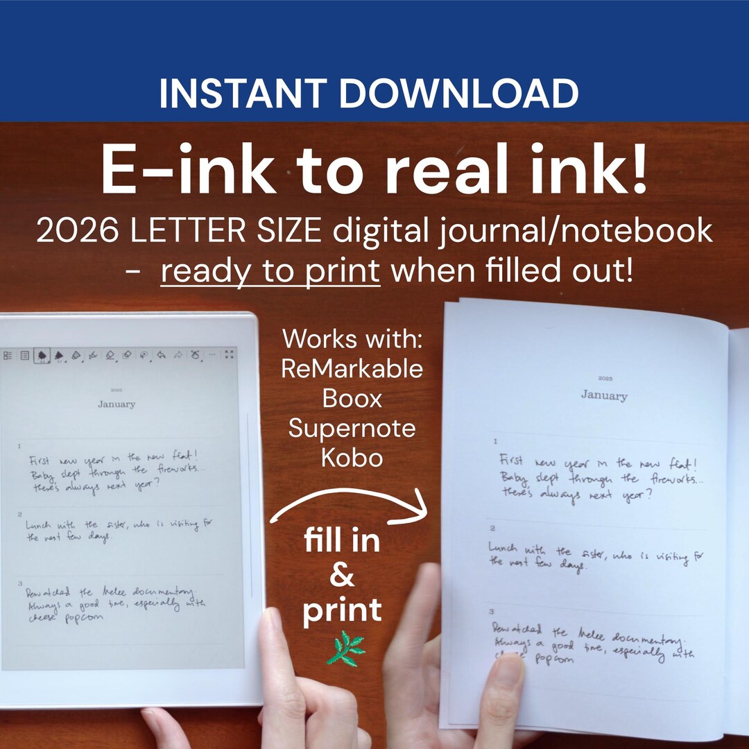 2026 Journal / Planner for Remarkable, Supernote, Boox, Kobo - Letter ...