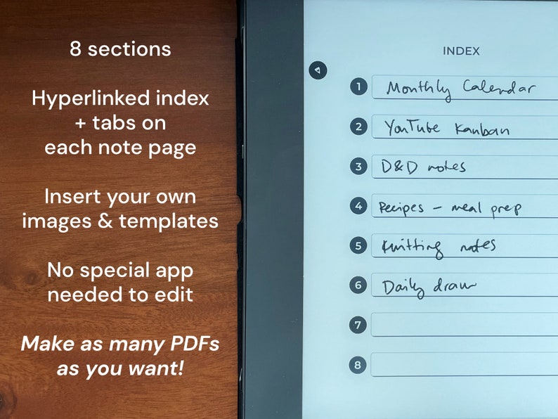 Supernote EDITABLE Linked PDF Notebook Insert Your Own Images ...