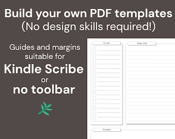 Personalisierbare Kindle Scribe PDF Vorlage: Notizbuch, To-Do, Monatsplaner (keine Symbolleiste)