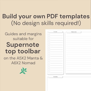 CUSTOMIZABLE Supernote template - to-do, note, undated monthly & 2025 ready - for A5X2 Manta and A6X2 Nomad (TOP toolbar)
