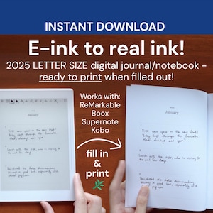 Cuaderno 2025 para ReMarkable 2 y Pro, Supernote, Boox, Kobo: ¡listo para imprimir en formato digital y CARTA! - Diario/planificador en formato PDF con hipervínculos